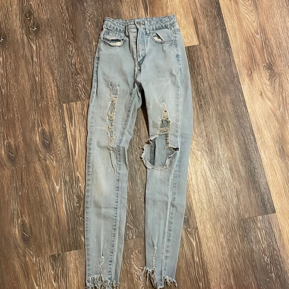 ripped blue jeans